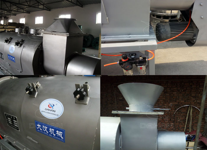 氣旋篩：電機(jī)，進(jìn)料口，氣壓裝置等特寫圖片