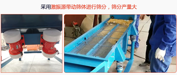 采用激振源帶動(dòng)篩體進(jìn)行篩分，篩分產(chǎn)量大。
