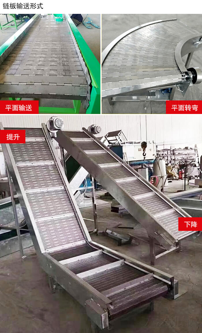 鏈板輸送機平面輸送，平面拐彎，提升等運行現(xiàn)場圖片